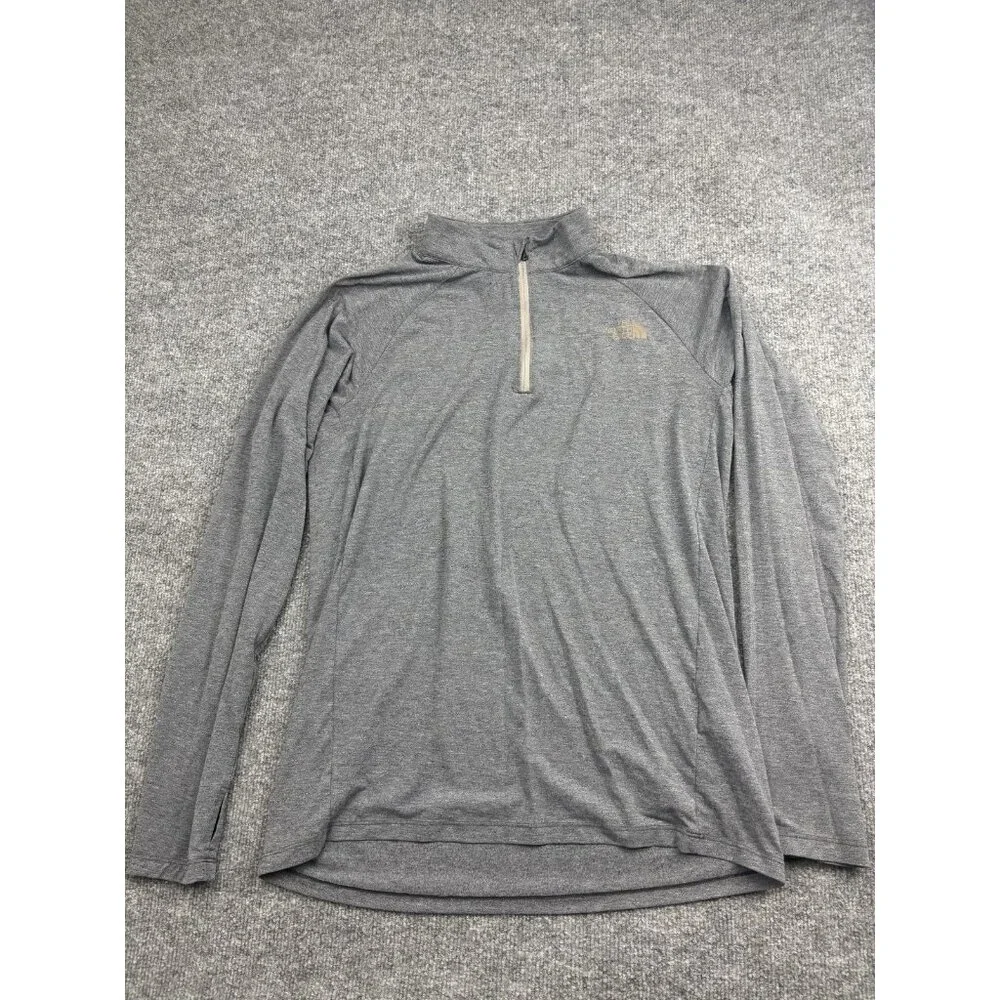The North Face Pullover Mens Medium Gray Quarter Zip Long Sleeve‎ Thumbholes